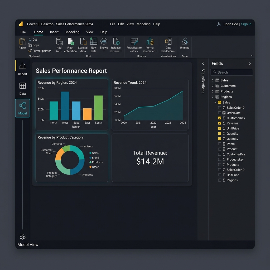 Microsoft Power BI Desktop User Interface Layout